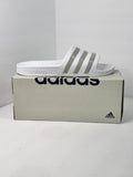 Adidas Adilette Aqua Slides Cloud White Platinum Metallic
